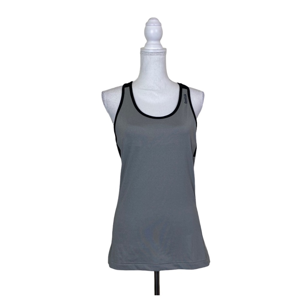 Reebok Grey Black Slim Fit Work Out Tank Top NEW